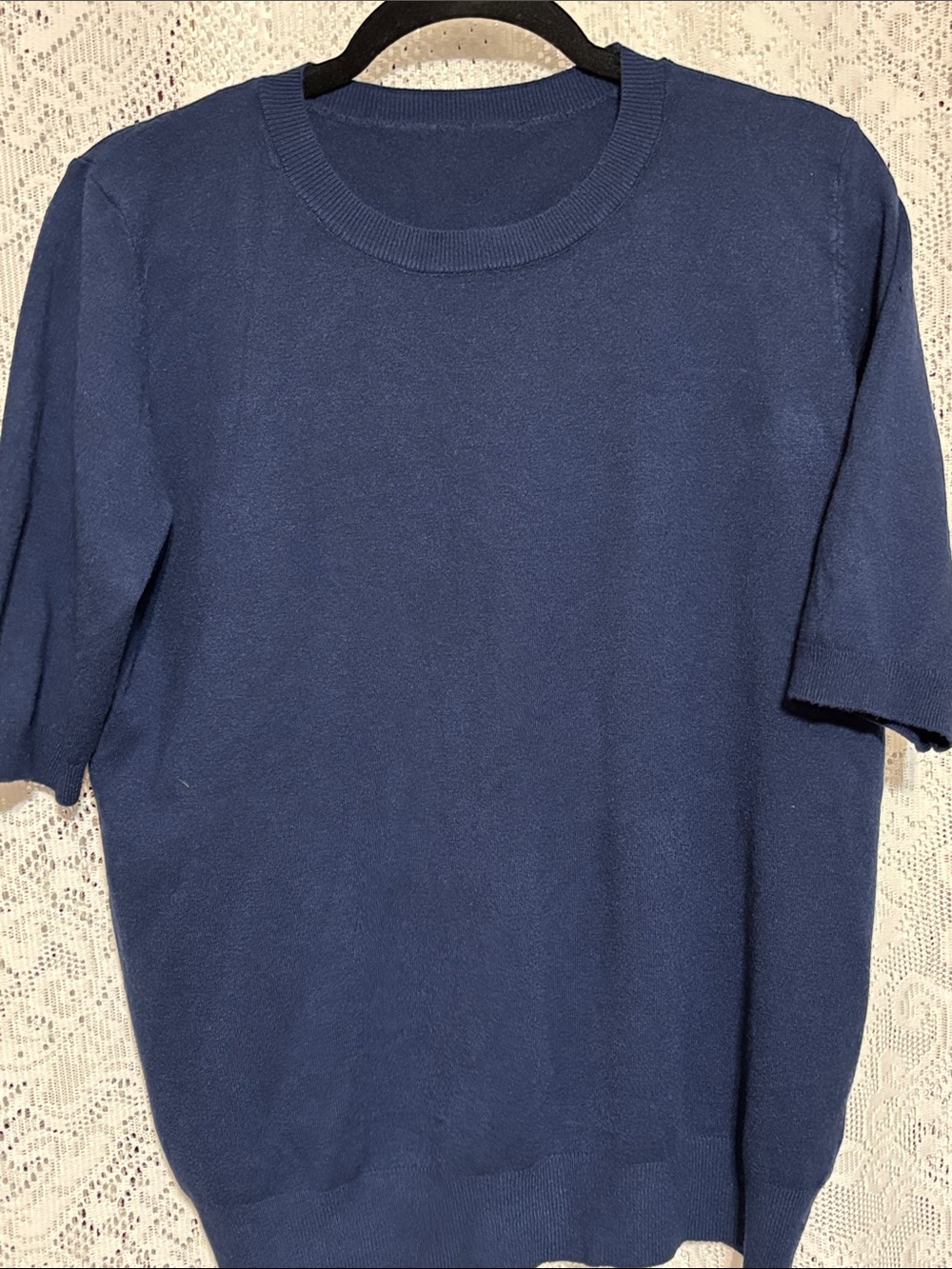 Women’s Viscose Navy Short-Sleeve Knit Shirt
Viscose & Modal blend